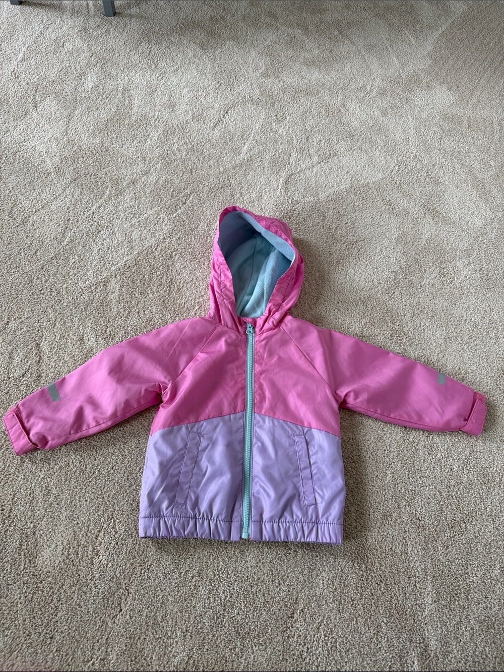 2T Waterproof Fleece Hooded Jacket - Pink & Lavender